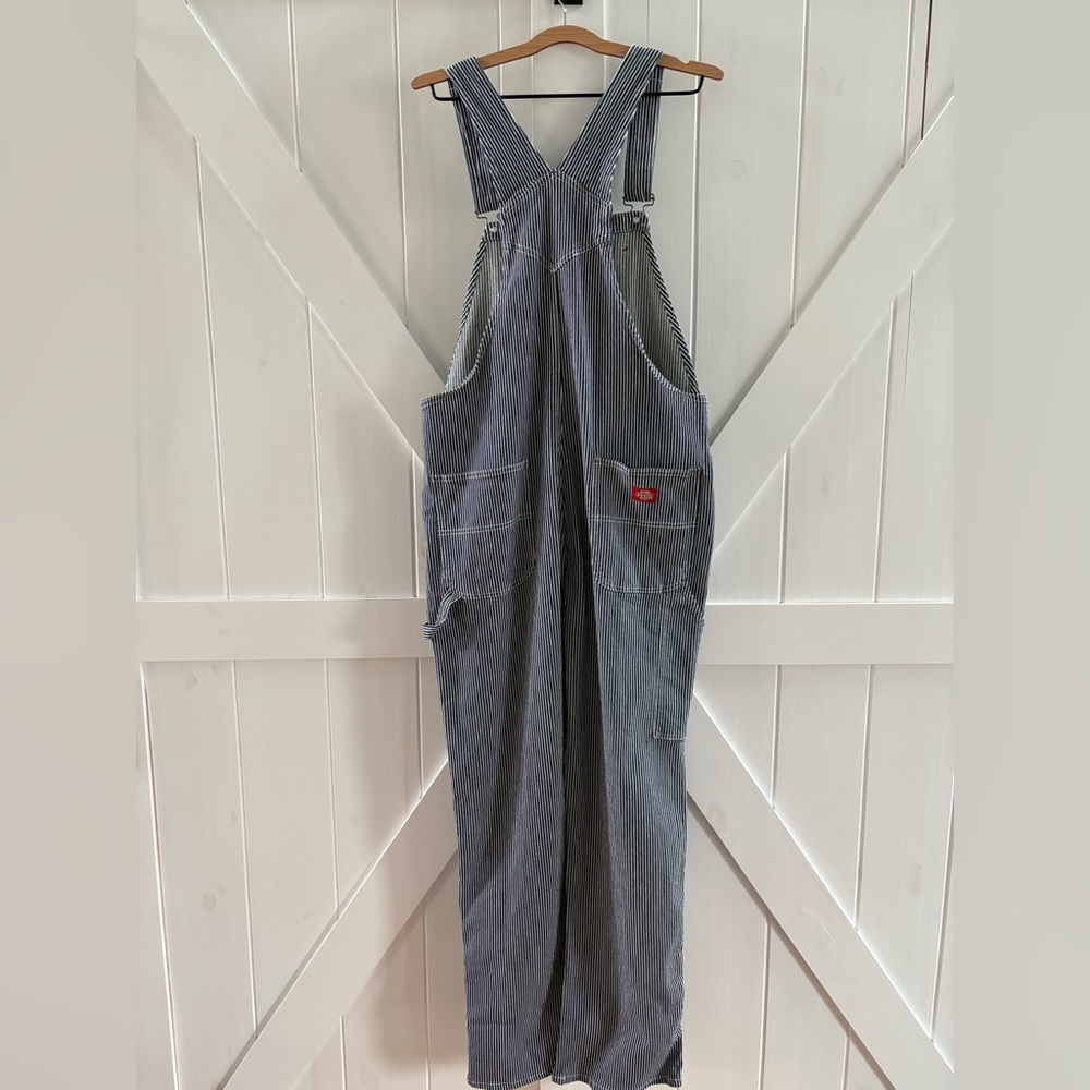 Dickies Women's Hickory Navy/White Striped Overalls Size X-Large - Picture 8 of 9